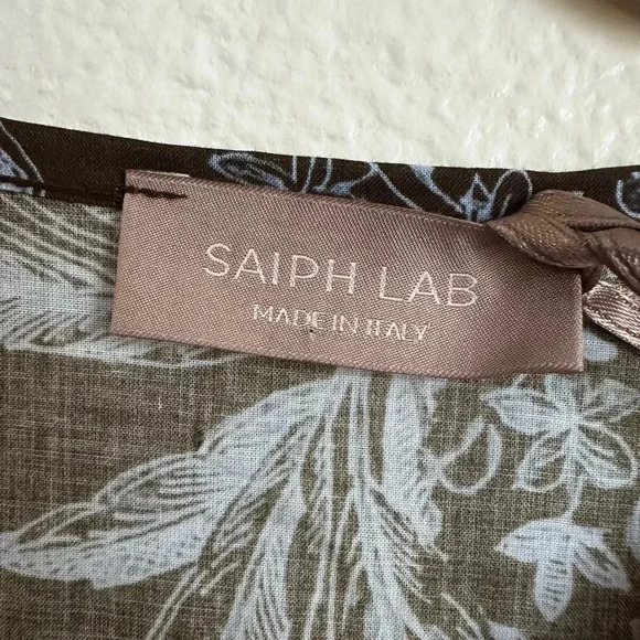 SAIPH Santorini Floral Maxi Dress Size L Blue White Cotton Italy Relaxed Coastal - Picture 2 of 9